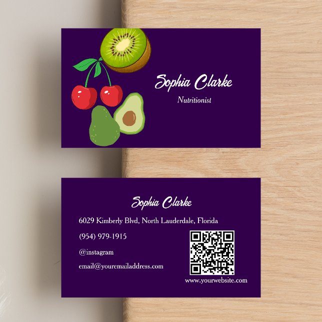 Beruflicher Lila Ernährungsdiätetiker QR-Code Visitenkarte (Von Creator hochgeladen)