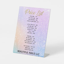 Beruflicher Lila Glitzer Nail Salon Preisliste