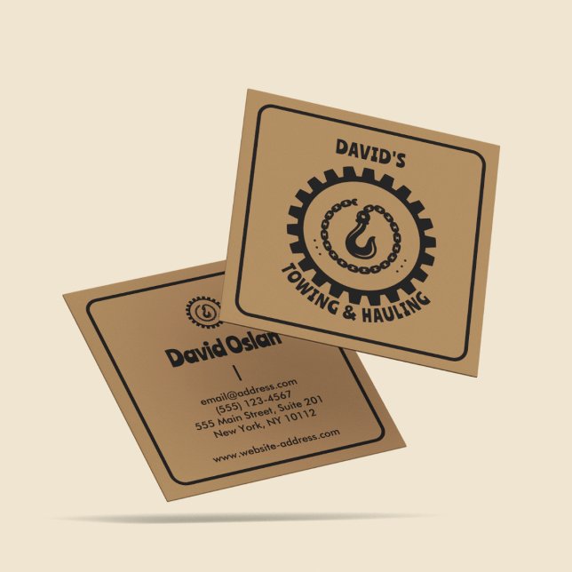 Beruflicher LKW Hook Brown & Black Quadratische Visitenkarte (Von Creator hochgeladen)