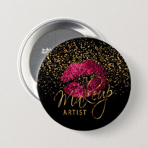 Beruflicher Make-upkünstler - heißes Rosa-Lippen Button