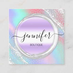 Beruflicher Makeup-Künstler Silver Holograph Quadratische Visitenkarte