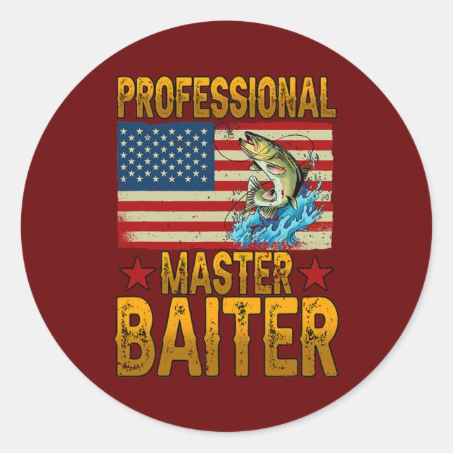 Beruflicher Master Baiter Fisherman American Runder Aufkleber (Vorderseite)