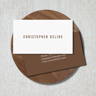 Beruflicher Minimal Dark Brown White Consultant Visitenkarte