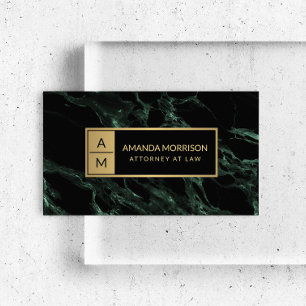 Beruflicher Minimal-Monogramm-Grüne Marmor Visitenkarte