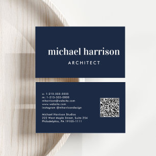 Beruflicher minimaler moderner QR-Code Blau Visitenkarte