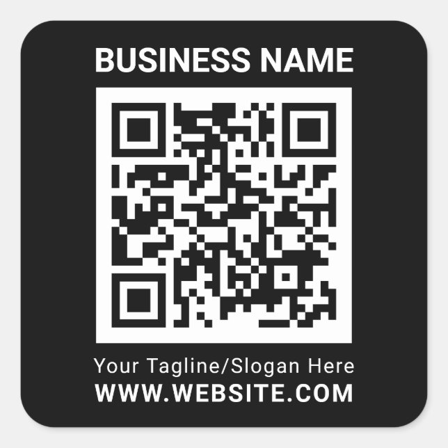 Beruflicher, minimaler schwarzer QR-Code Quadratischer Aufkleber (Vorderseite)