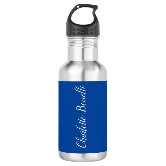 Beruflicher Minimalistischer Handschriftname Blau Edelstahlflasche (Vorderseite)