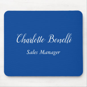 Beruflicher Minimalistischer Handschriftname Blau Mousepad