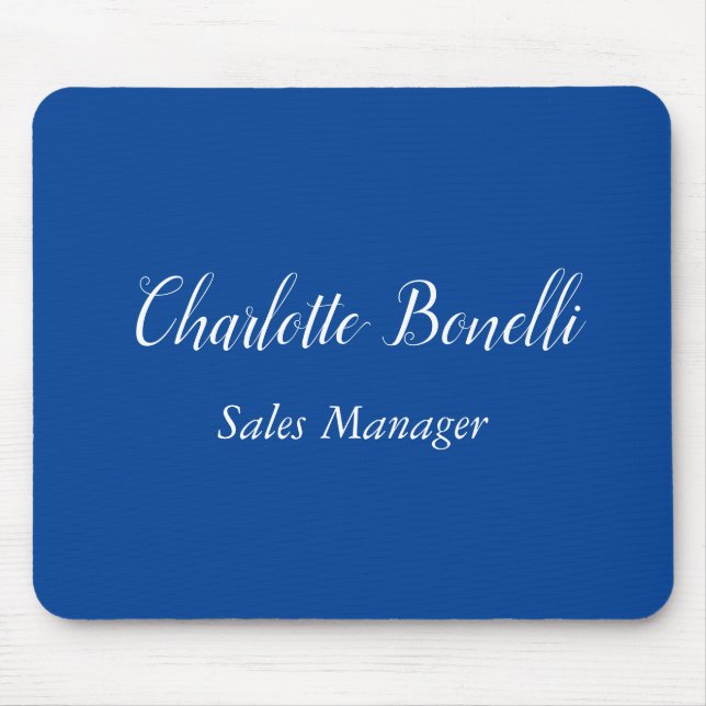 Beruflicher Minimalistischer Handschriftname Blau Mousepad (Vorne)