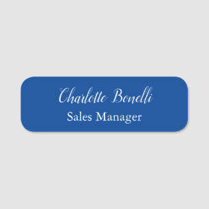 Beruflicher Minimalistischer Handschriftname Blau Namensschild