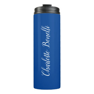 Beruflicher Minimalistischer Handschriftname Blau Thermosbecher