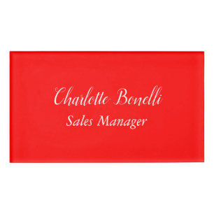 Beruflicher Minimalistischer Handschriftname Rot Namenschild