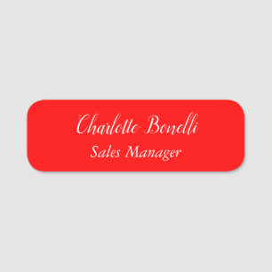 Beruflicher Minimalistischer Handschriftname Rot Namensschild