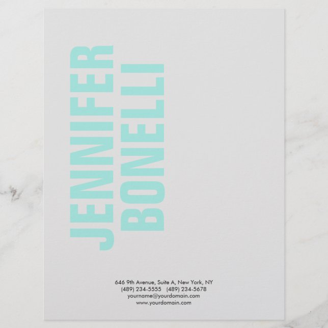 Beruflicher minimalistischer moderner blauer Name Briefbogen (Vorderseite)