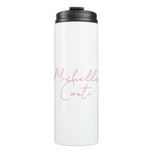 Beruflicher minimalistischer moderner rosa Name Thermosbecher