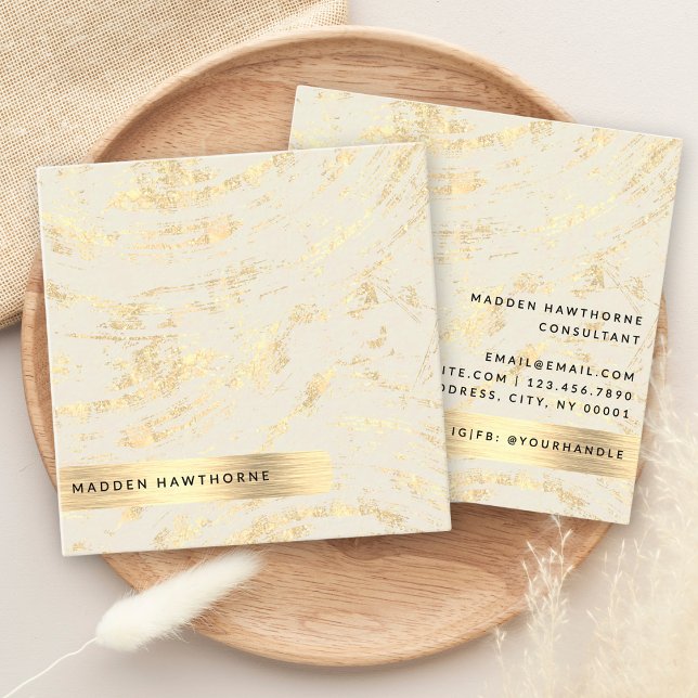 Beruflicher, moderner, einfacher vergoldeter Metal Quadratische Visitenkarte (Von Creator hochgeladen)