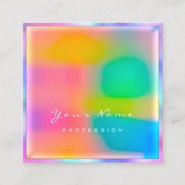 Beruflicher moderner Minimal-Holograph Quadratische Visitenkarte (Vorderseite)