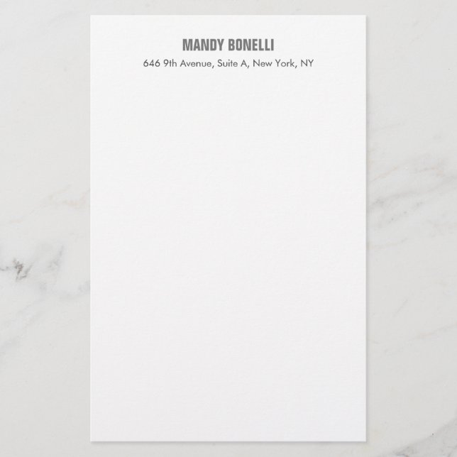Beruflicher, moderner Minimalname Briefpapier (Vorderseite)