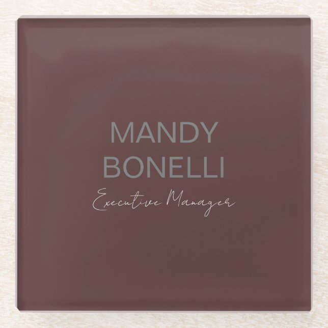 Beruflicher, moderner Minimalname Glasuntersetzer (Vorderseite)