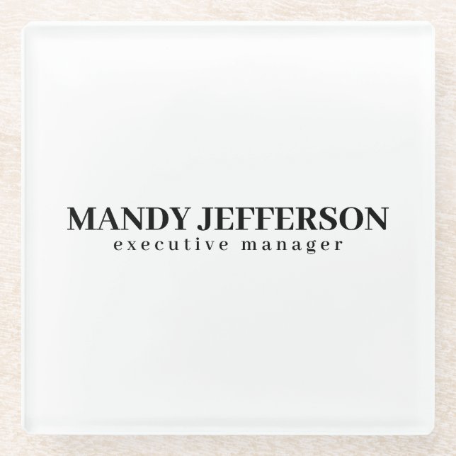 Beruflicher, moderner Minimalname Glasuntersetzer (Vorderseite)