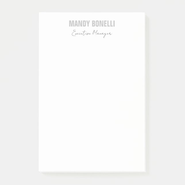 Beruflicher, moderner Minimalname Post-it Klebezettel (Vorderseite)