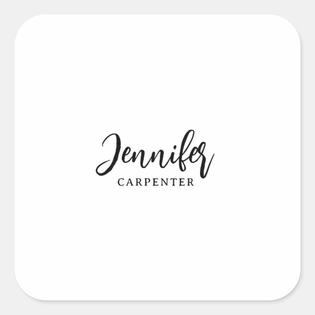 Beruflicher, moderner Minimalname Quadratischer Aufkleber (Vorderseite)