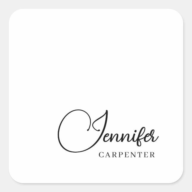Beruflicher, moderner Minimalname Quadratischer Aufkleber (Vorderseite)