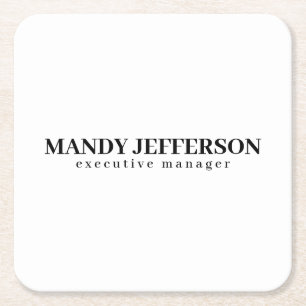 Beruflicher, moderner Minimalname Rechteckiger Pappuntersetzer