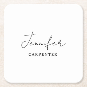 Beruflicher, moderner Minimalname Rechteckiger Pappuntersetzer