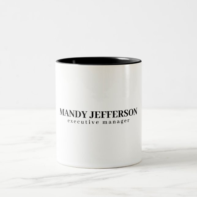 Beruflicher, moderner Minimalname Zweifarbige Tasse (Mittel)