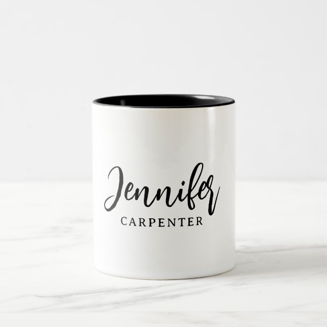 Beruflicher, moderner Minimalname Zweifarbige Tasse (Mittel)