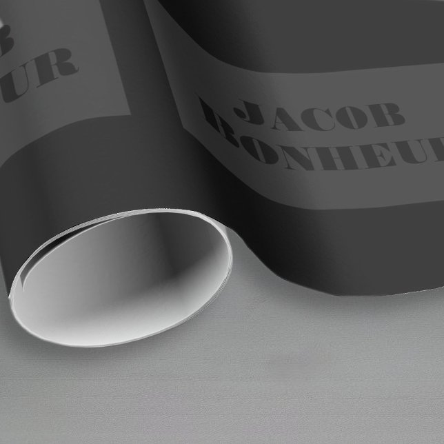 Beruflicher moderner Name | Dunkelgrau und schwarz Geschenkpapier (Von Creator hochgeladen)