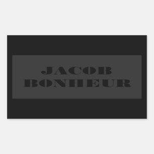 Beruflicher moderner Name   Dunkelgrau und schwarz Rechteckiger Aufkleber