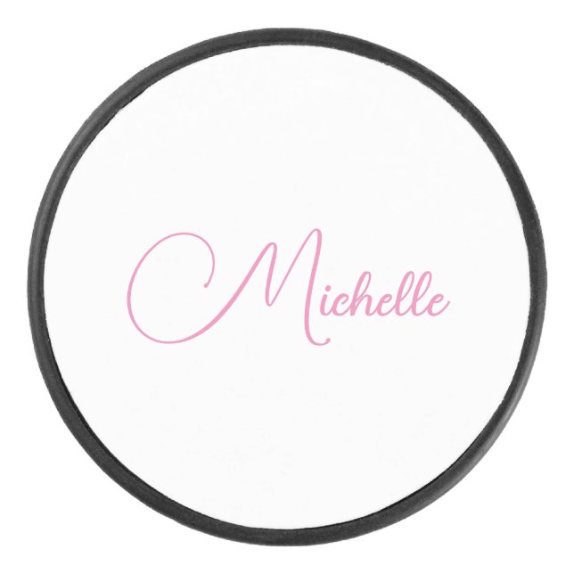 Beruflicher moderner Name für Handschrift in Rosa  Eishockey Puck (Vorderseite)
