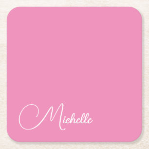Beruflicher moderner Name für Handschrift in Rosa  Rechteckiger Pappuntersetzer