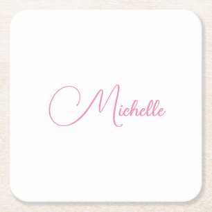 Beruflicher moderner Name für Handschrift in Rosa  Rechteckiger Pappuntersetzer