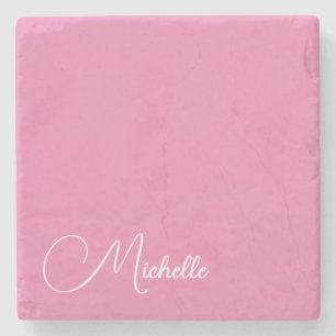 Beruflicher moderner Name für Handschrift in Rosa  Steinuntersetzer