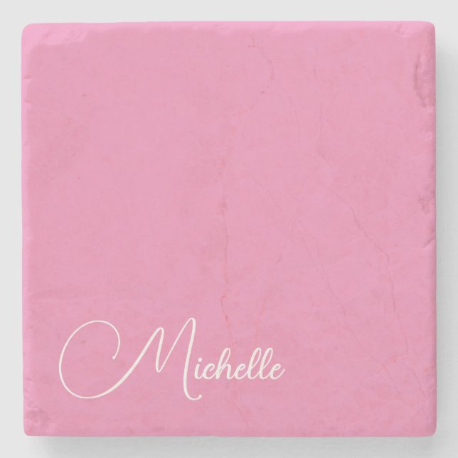 Beruflicher moderner Name für Handschrift in Rosa  Steinuntersetzer (Vorderseite)