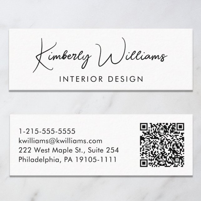 Beruflicher, moderner Script QR Code Mini Visitenkarte (Von Creator hochgeladen)