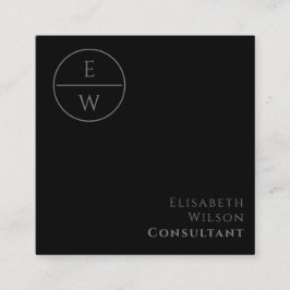 Beruflicher Monogramm-Kreis Minimalschwarz Quadratische Visitenkarte