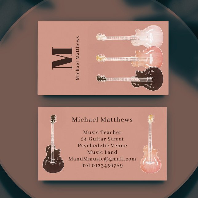 Beruflicher Musikerlehrer Visitenkarte (Guitar teacher songwriter performer electric guitar country music style Business card)