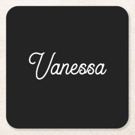 Beruflicher Name der Handschrift in schwarz Rechteckiger Pappuntersetzer