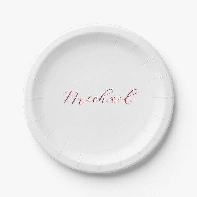 Beruflicher Name der Schrift minimalistisch modern Pappteller (Vorderseite)