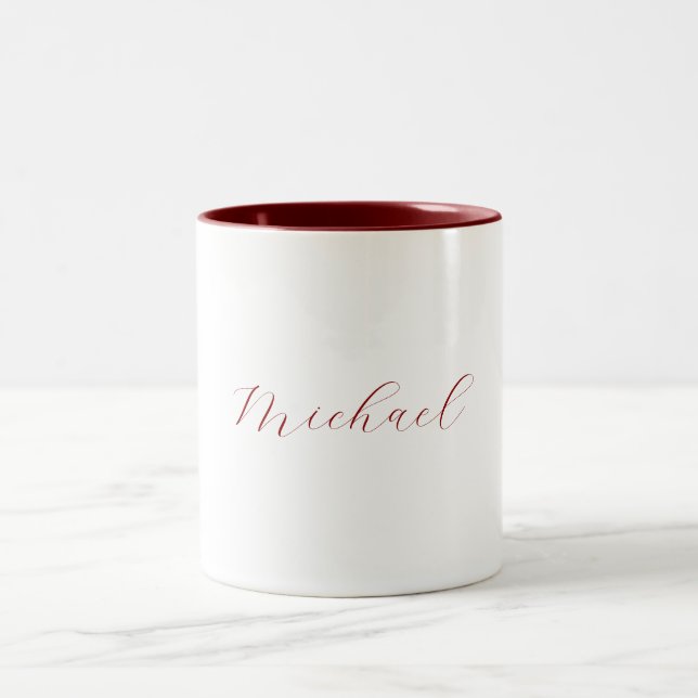 Beruflicher Name der Schrift minimalistisch modern Zweifarbige Tasse (Mittel)