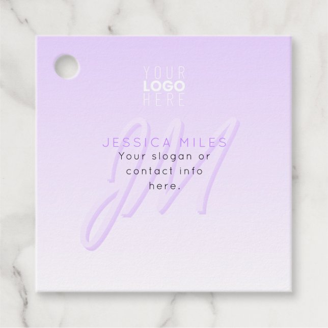 Beruflicher Name und Slogan | Helllila Geschenkanhänger (Vorderseite)