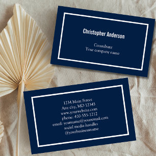 Beruflicher Navy Blue-White-Minimal für Unternehme Visitenkarte