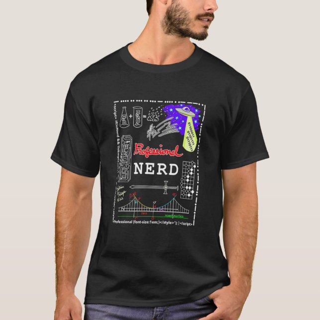 Beruflicher Nerd oder Geek mit Rätsel und Tribut T-Shirt (Vorderseite)