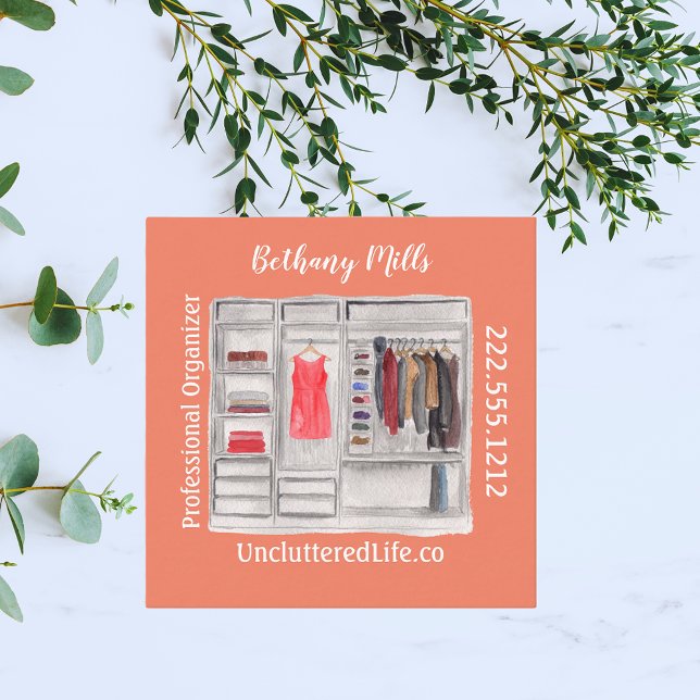 Beruflicher Organisator moderner Wasserfarbe Quadratische Visitenkarte (Von Creator hochgeladen)