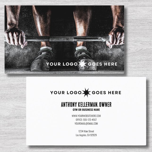 Beruflicher Personal Trainer Visitenkarte (Black Unique Fitness Exercise Gym Personal Trainer Business Card)