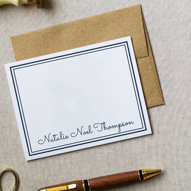 Beruflicher Personalisierter Monogramm Name Navy B Mitteilungskarte (Von Creator hochgeladen)